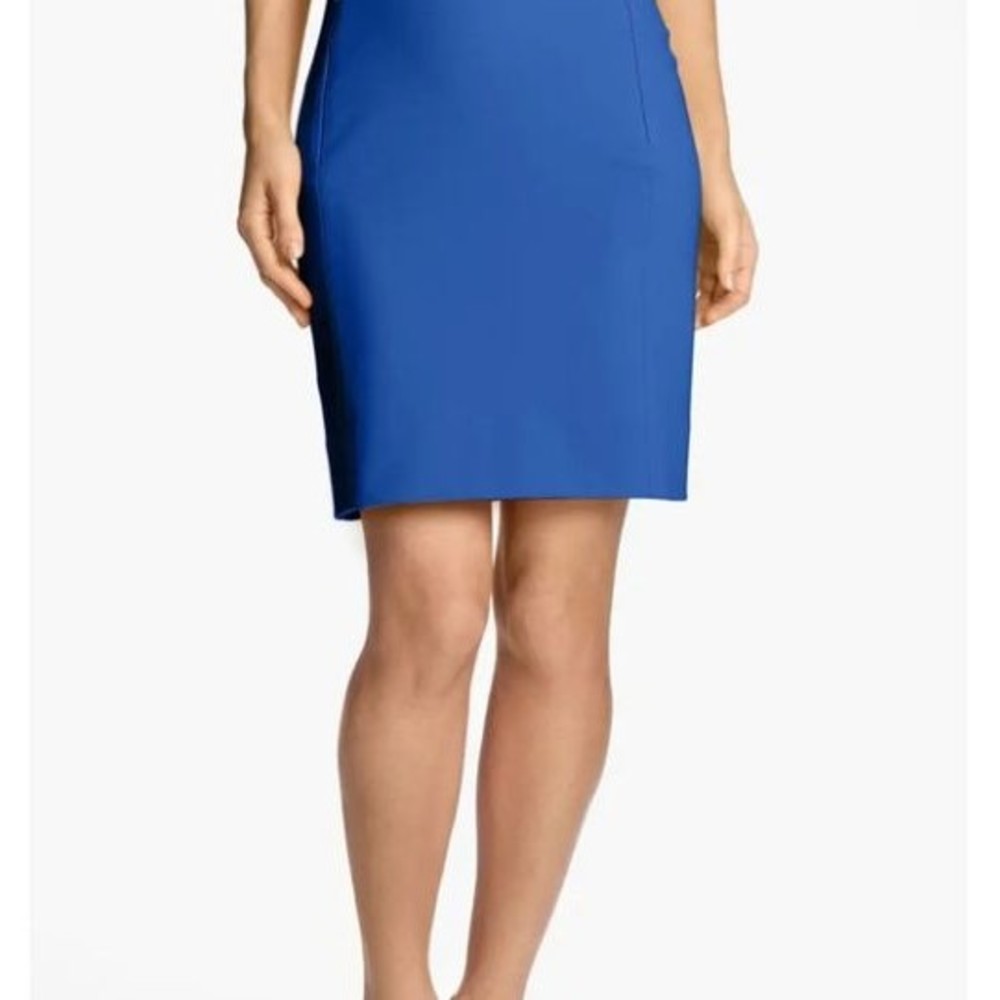 Diane Von Furstenberg Pencil Skirt Womens Size 10 Blue Zip Front Pockets 30x23